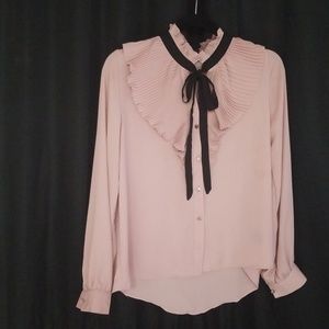 Cute and clasy button up ruffle collared top